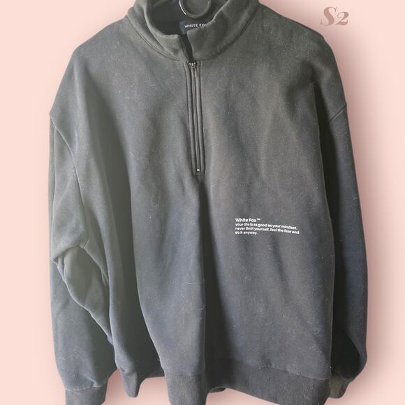 White Fox Caught Up with You Zip Front Words Black L/XL * S2 - Picture 1 of 6